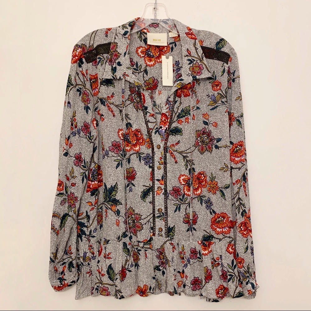 MISA Los Angeles Floral Button-Front Blouse in Multicolor